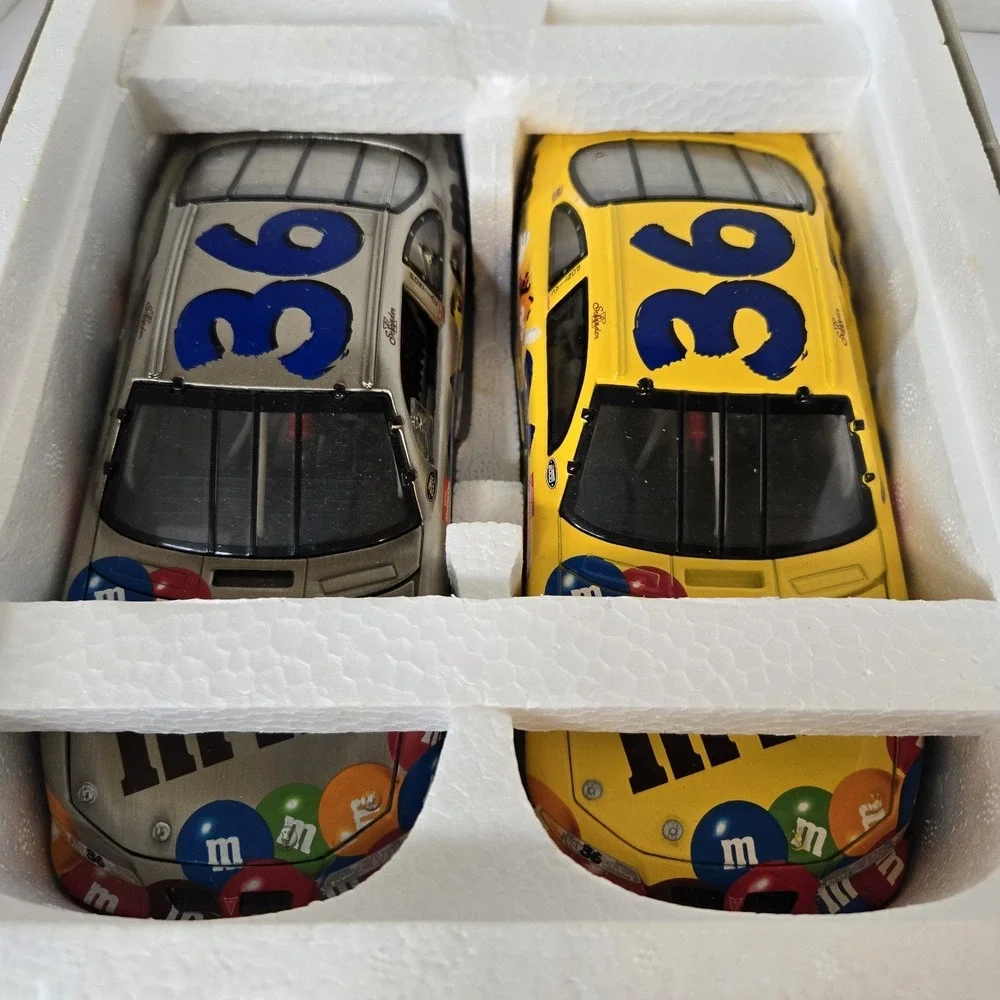 Ken Schrader 2000 M&M's Chrome Brushed Metal 2 Car Set 1/24 Scale Nascar Diecast